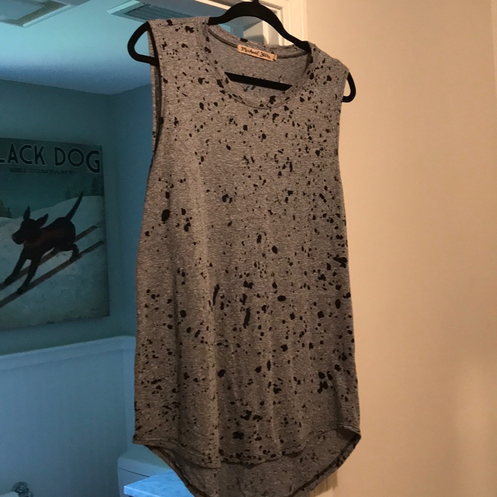 MICHAEL STARS sleeveless black spattered look t